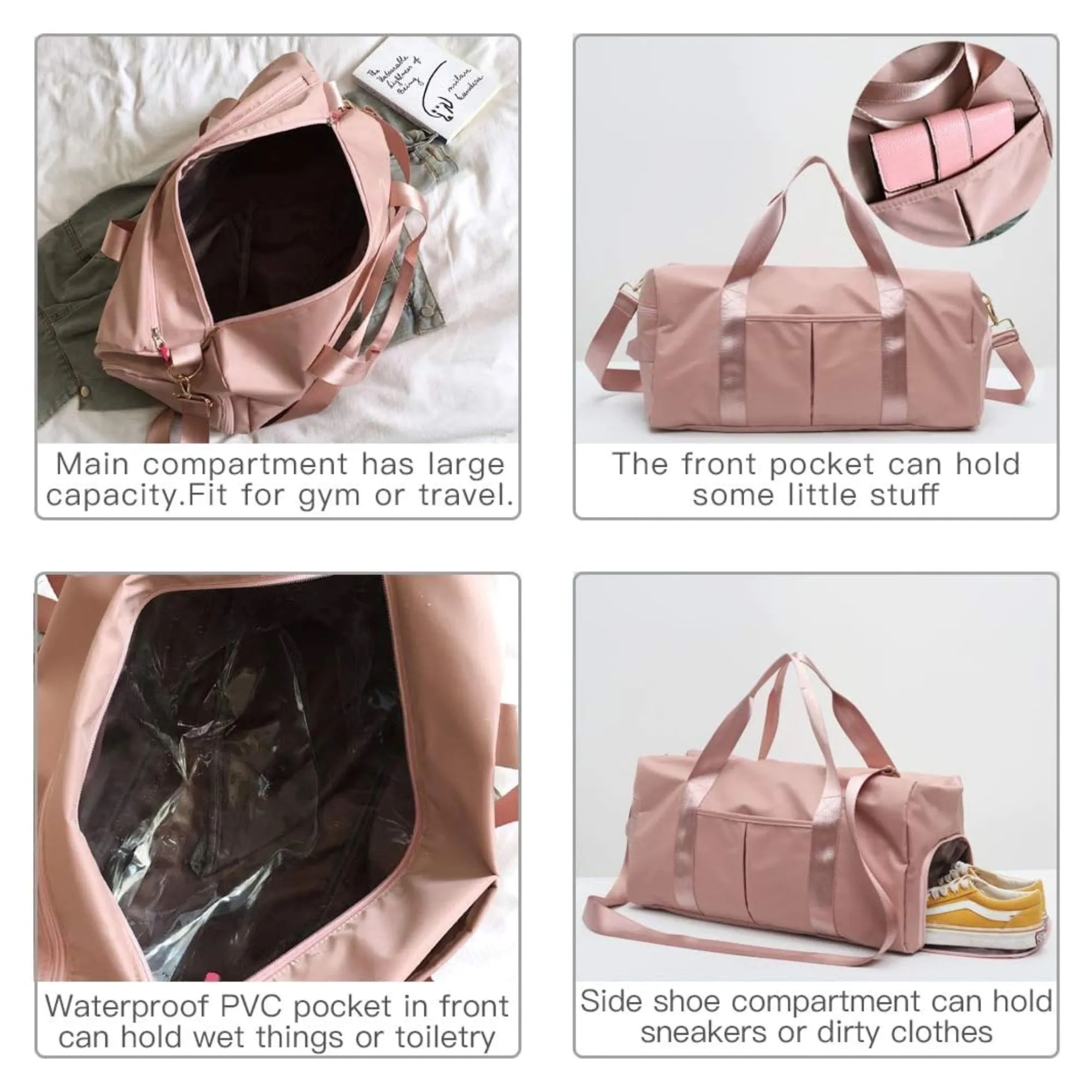 Durable tear-resistant nylon gym bag with reinforced metal z 3