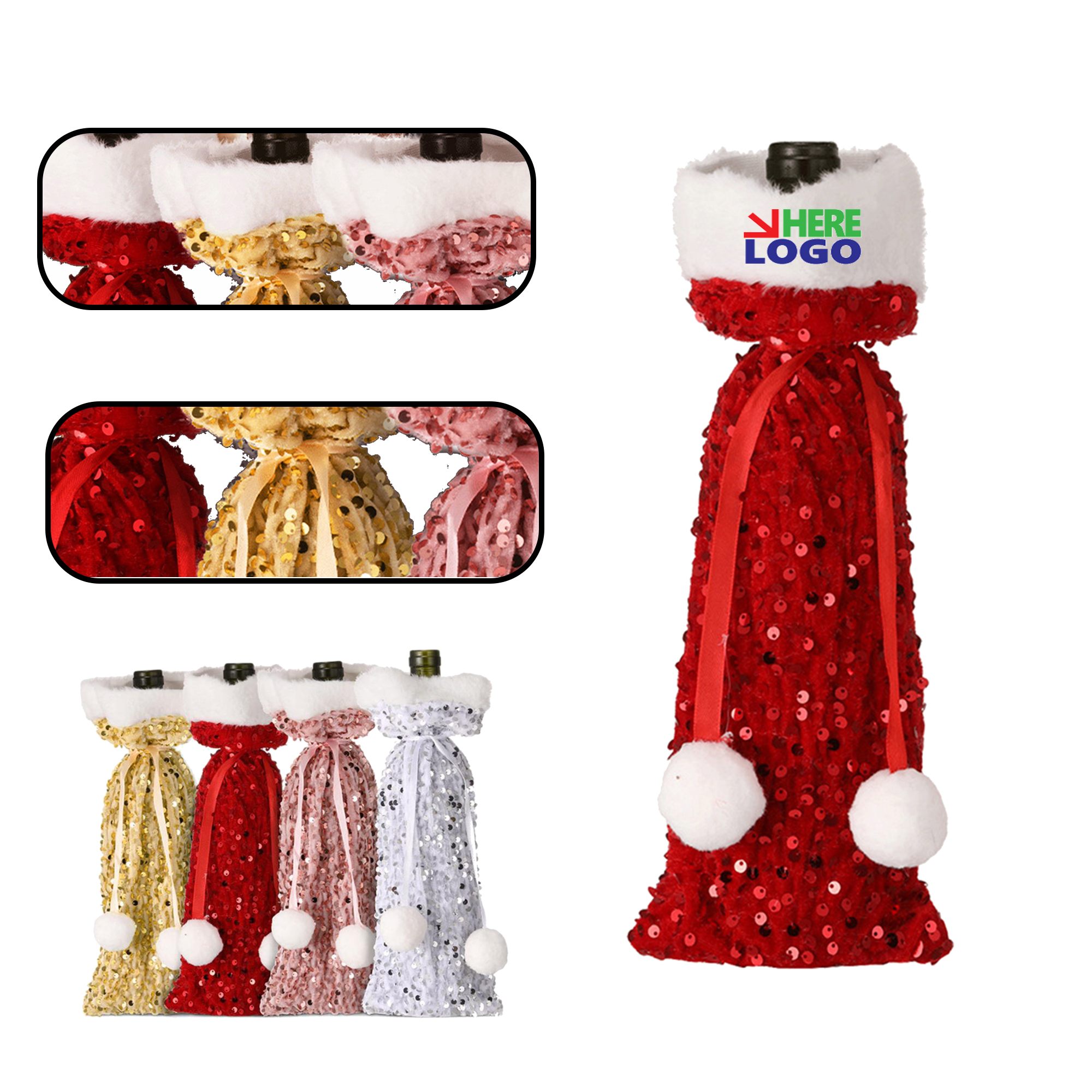 MOQ 20 PCS Reversible Sparkle Wine Bottle Sleeve 1