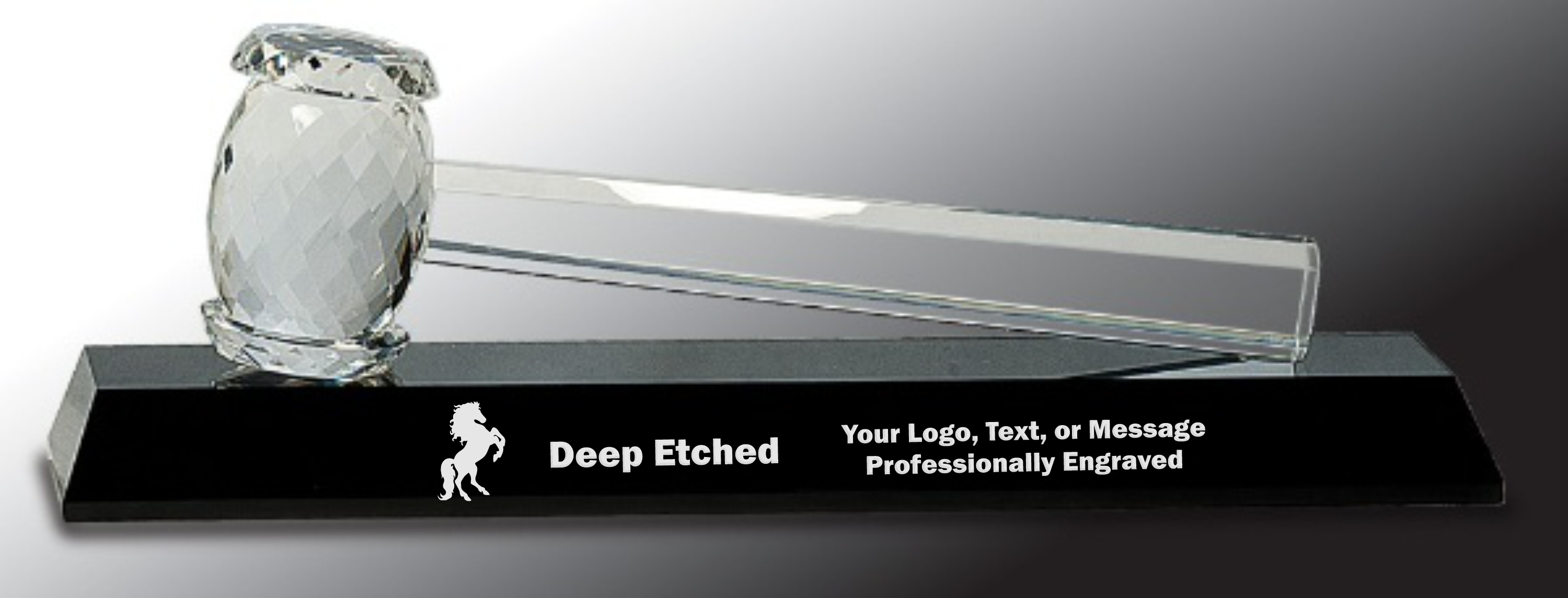13 7/8" x 4 1/4" Crystal Gavel on Black Base Crystal Award