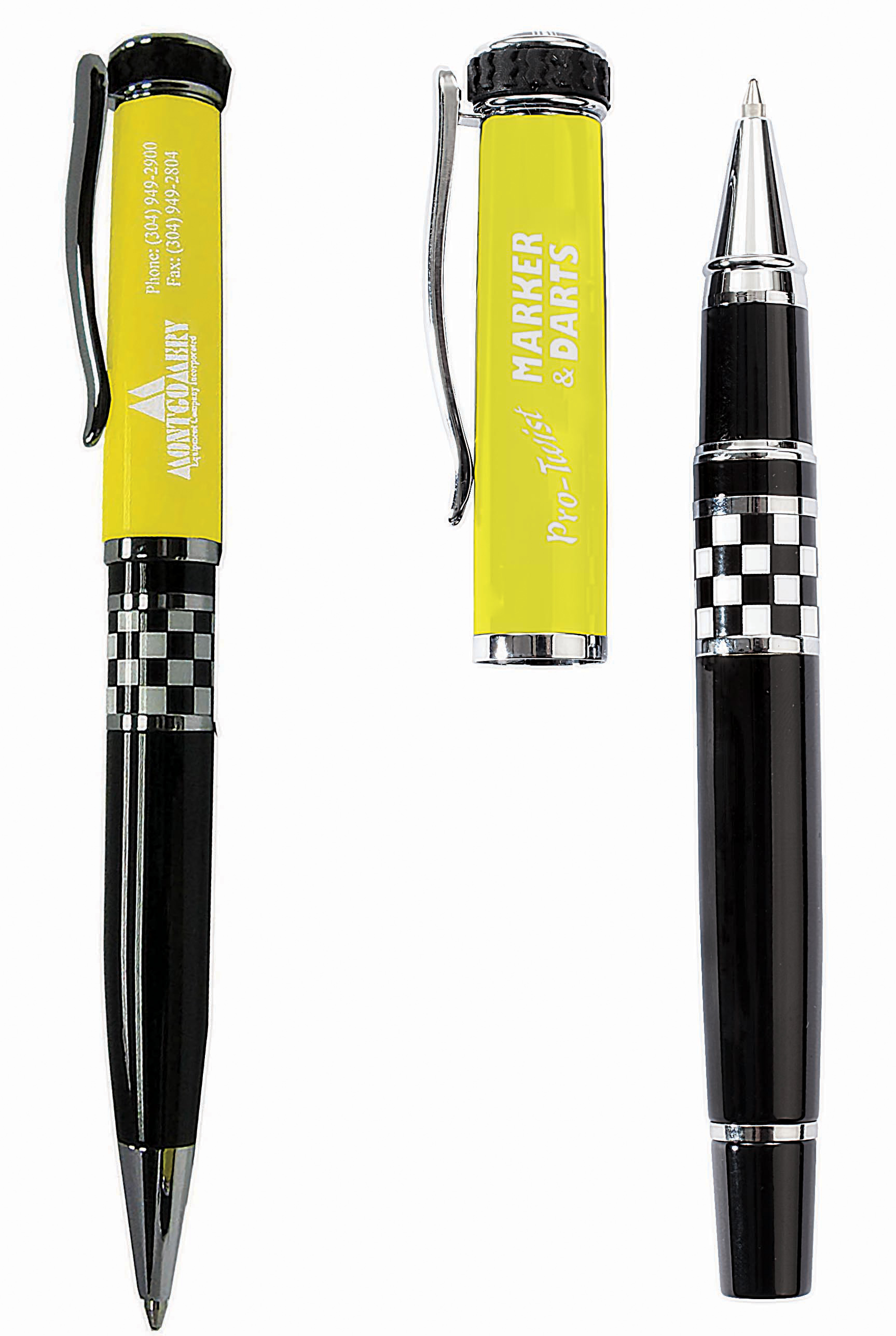 Itread Checkered Flag Wheeltop Ballpoint & Rollerball Set