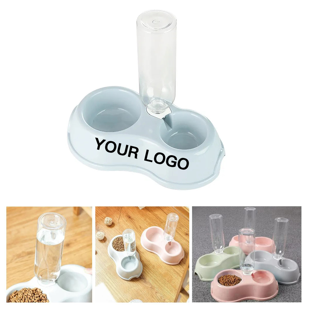 Compact 2 in 1 Pet Feeding Bowls With Base 2