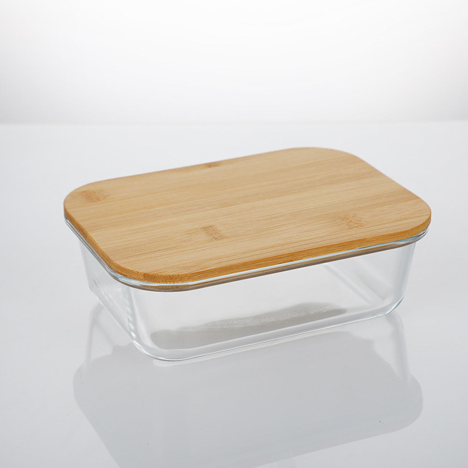 23oz Bamboo Lid Clear Glass Lunch Bento Box 3