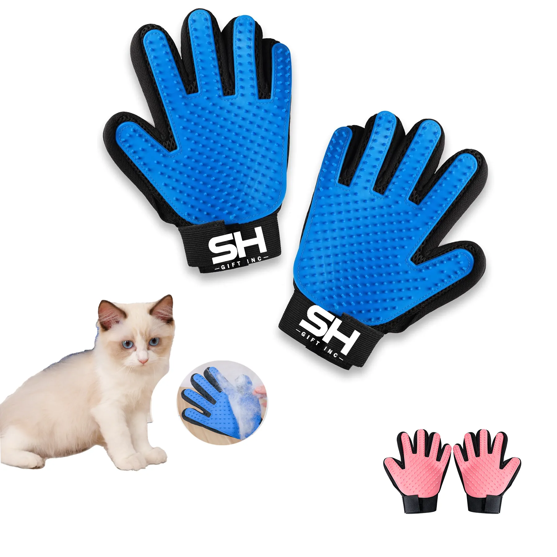 Soft Rubber Bristle Brush Pet Fur Combing Gloves 2