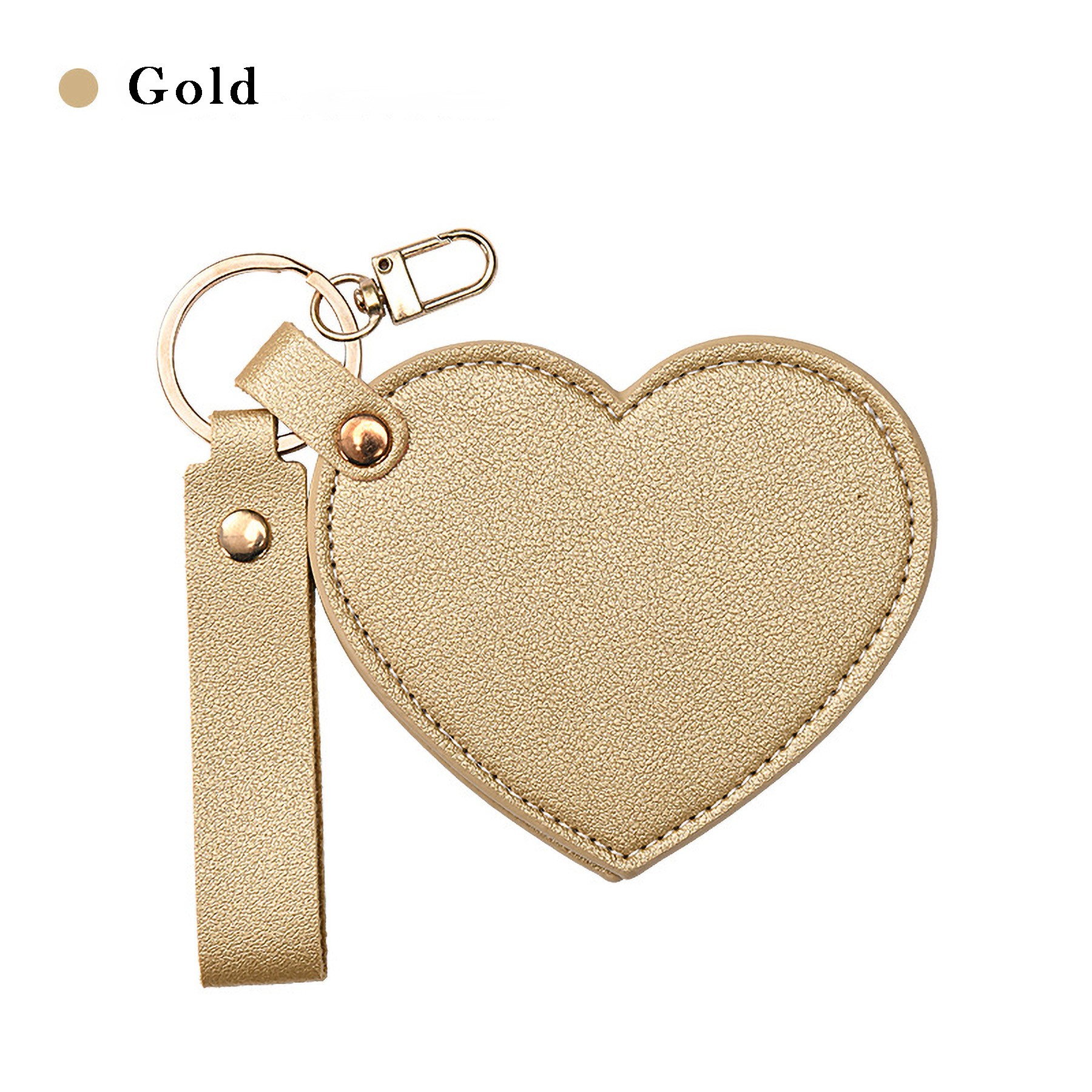 Leather Key Chain With Heart-Shaped Makeup Mirror 3