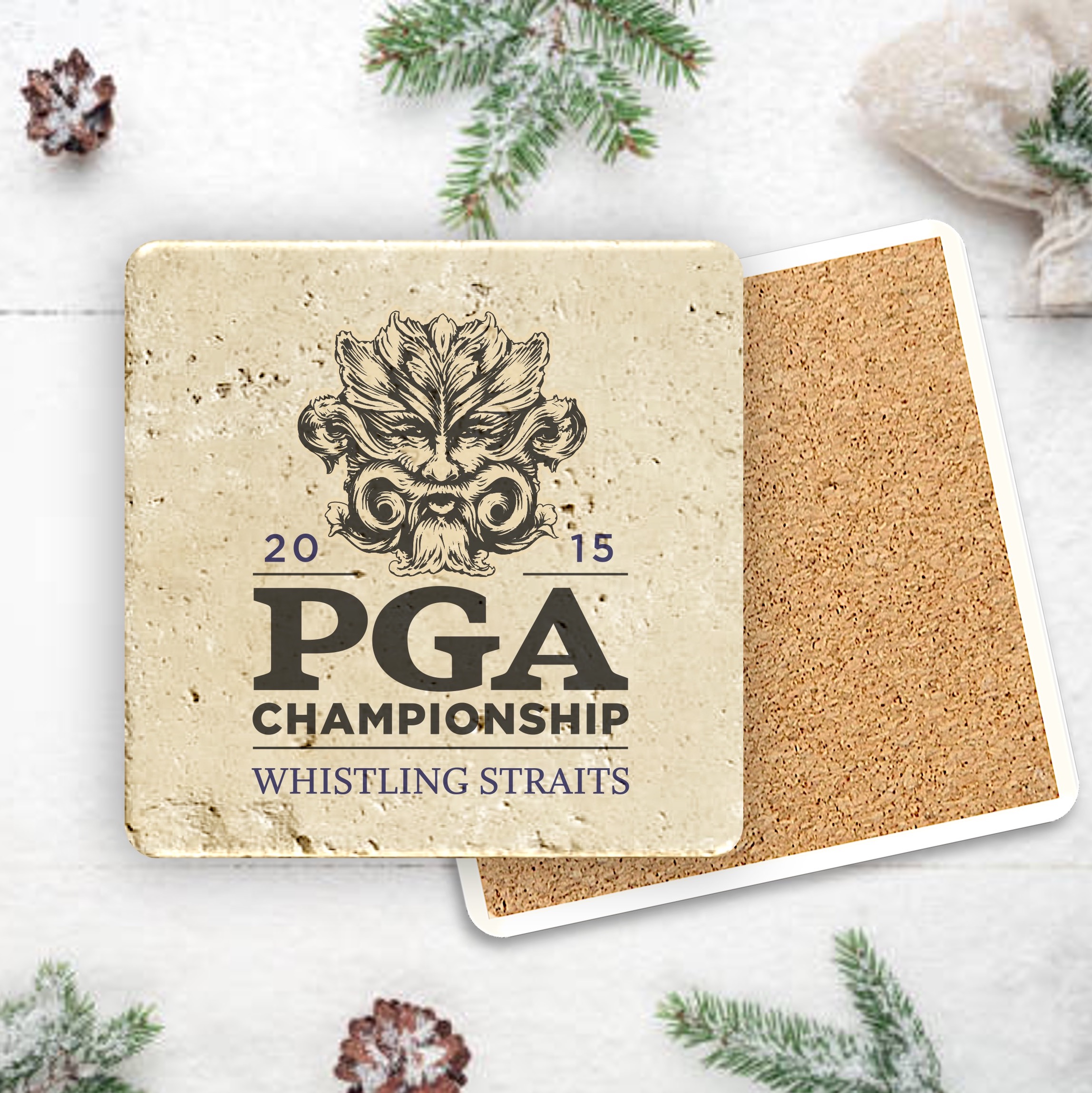 Faux Travertine Printed Square Coaster 2