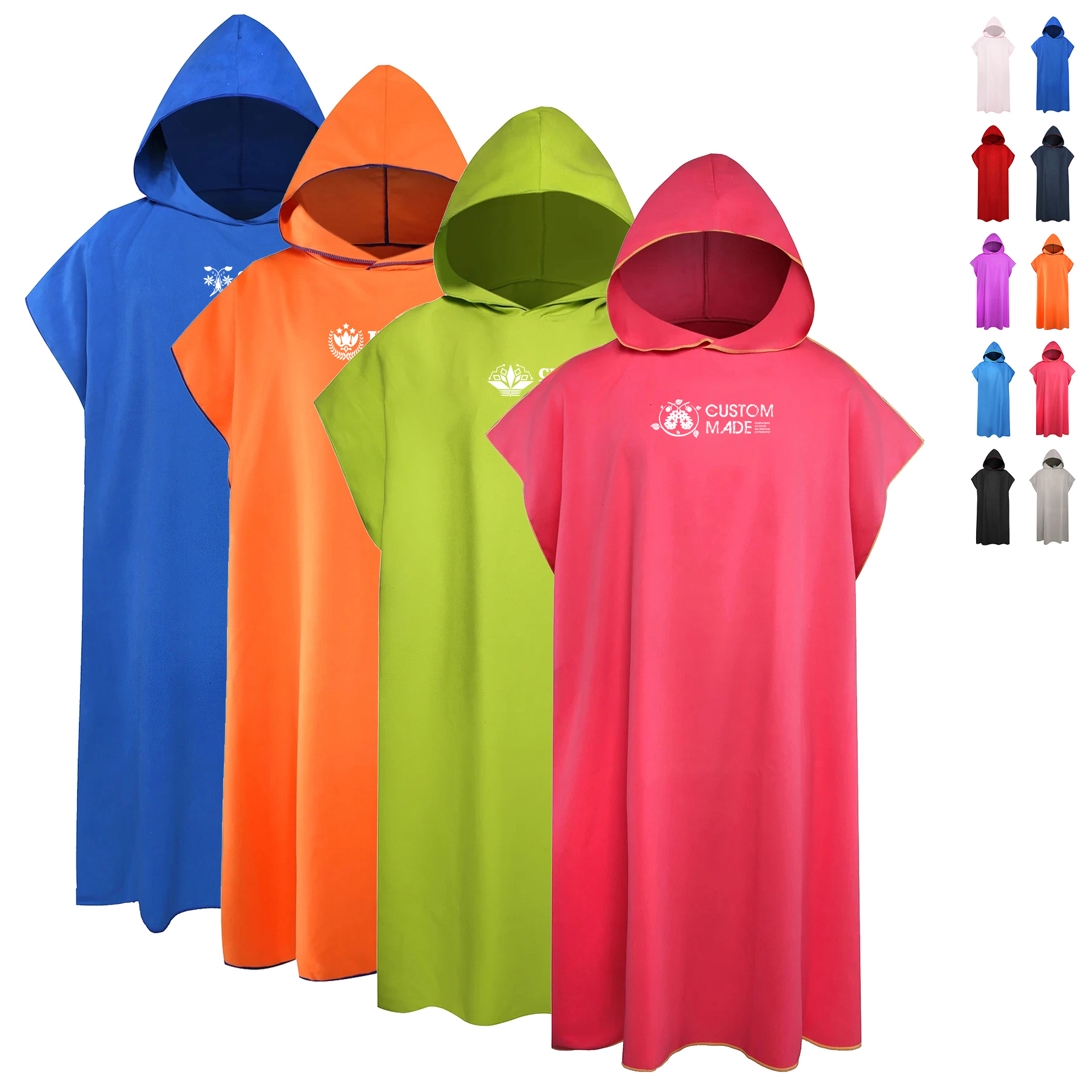 420GSM Solid Microfiber Absorbent Hooded Beach Robe For Adults 3