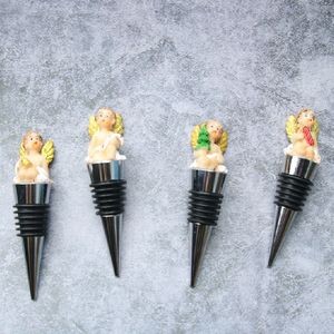Elegant 4 Piece Blank Angel Cupid Wine Stopper Set 3