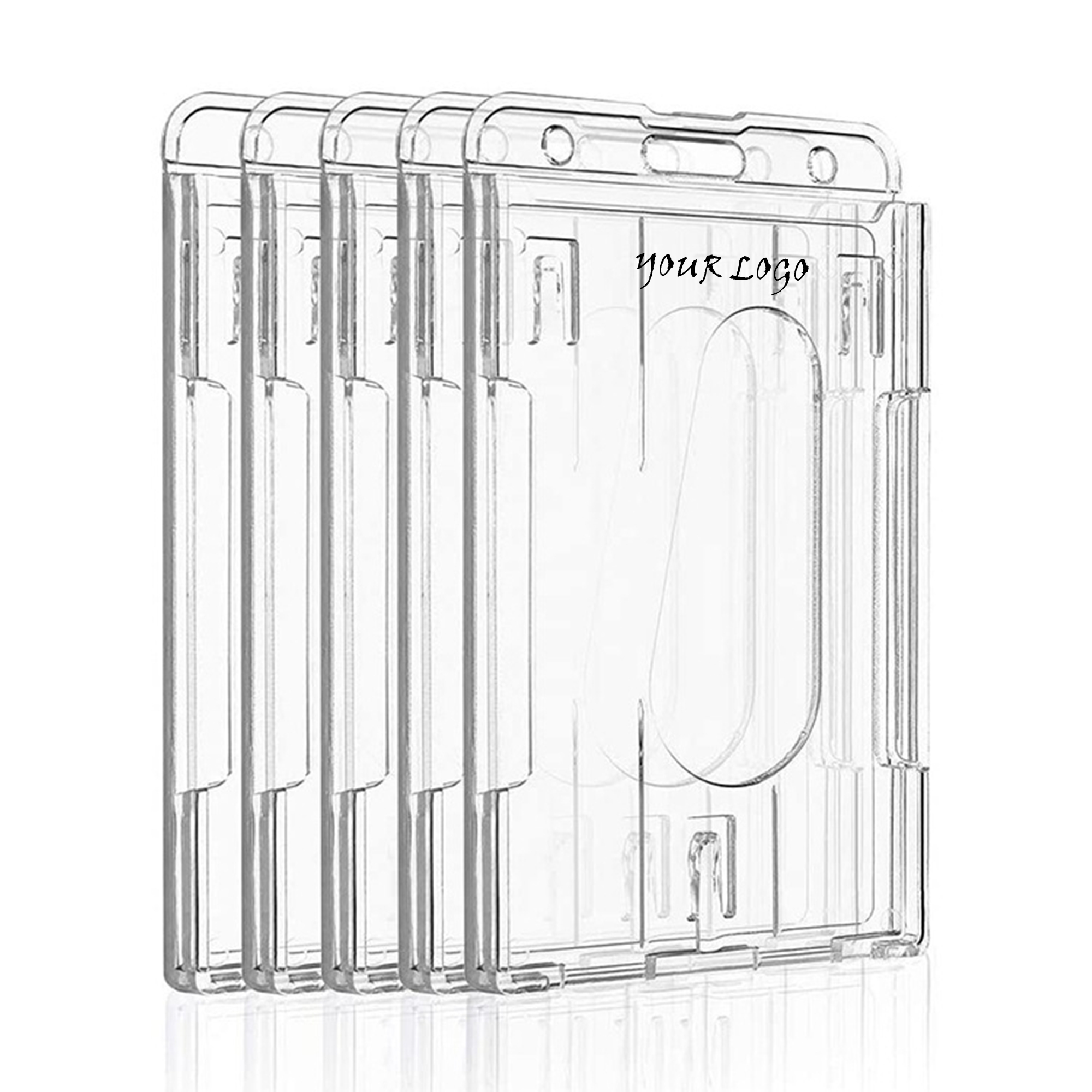 Clear Vertical Badge Holder With Thumb Slot