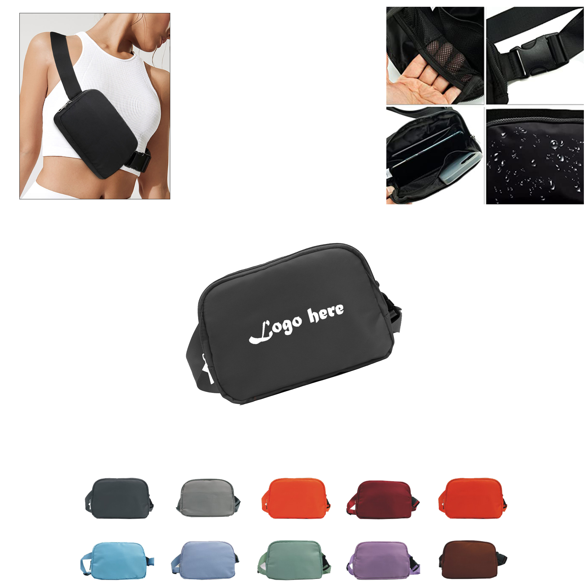 Customizable Waterproof Polyester Chest Bag Crossbody Bag 2