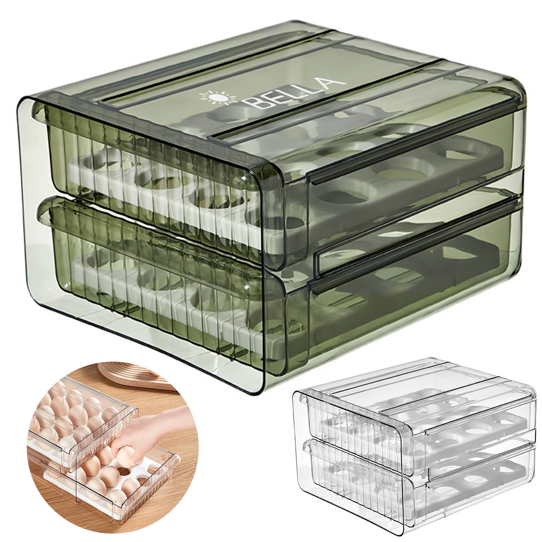 Plastic Transparent Drawer Egg Storage Box 2