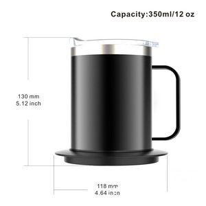 12oz Stainless Steel Smart Heated Coffee Mug Warmer Set 8