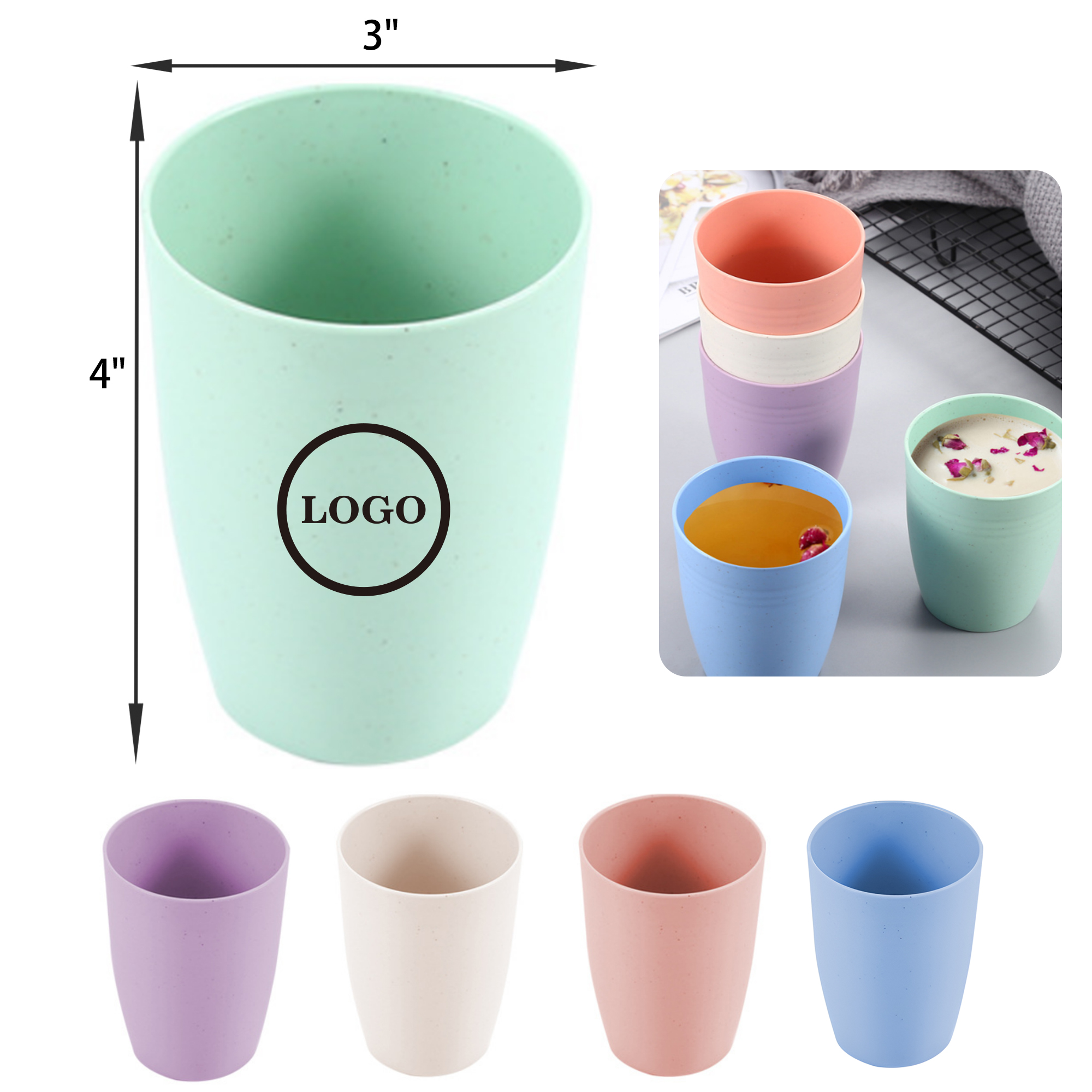 Stylish 15OZ Wheat Straw Plastic Mouthwash Cup 5