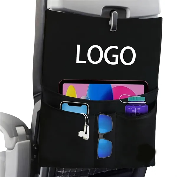 Compact Airplane Tray Table Cover with Storage Pockets