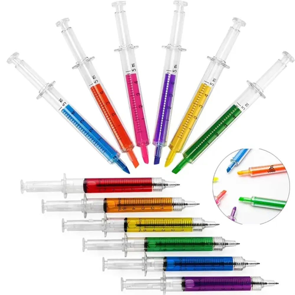 Syringe Highlighters Fluorescent Needle Watercolor Pen 4
