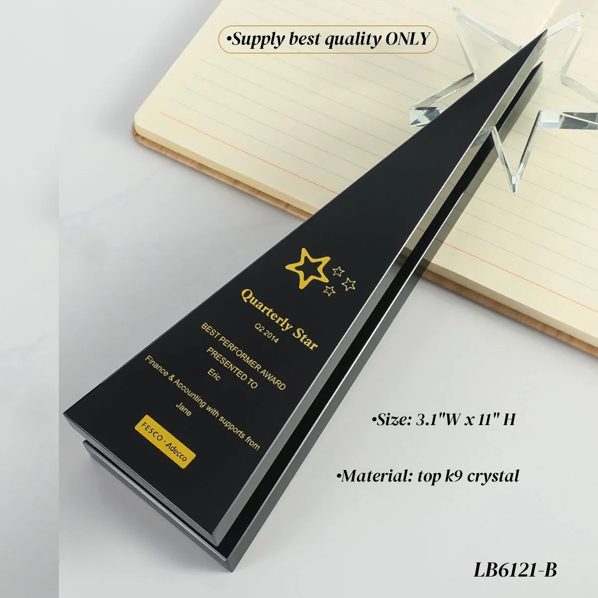 Winner Trophy Star Crystal Award Custom 3