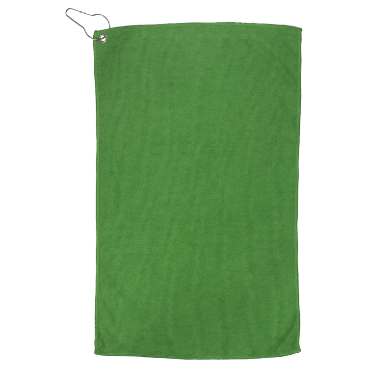 "THE IRON" Recycled RPET 300 GSM Heavy Duty Microfiber Golf Towel with Metal Grommet and Clip - 12" 5