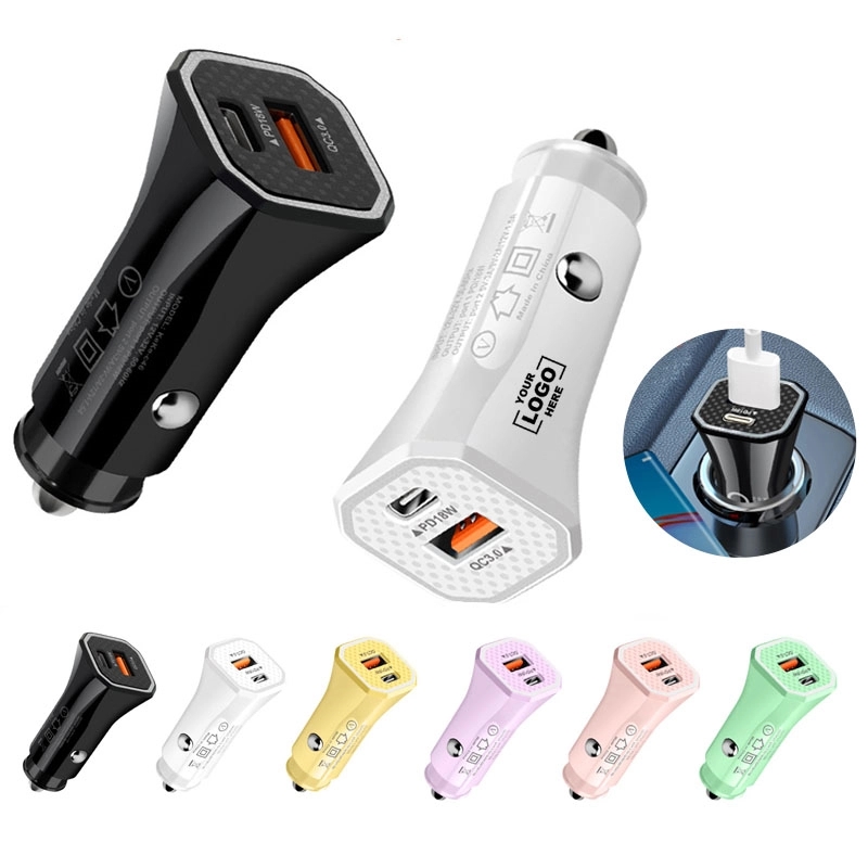 Custom Compact USB PD Dual Car Port Chargers 2