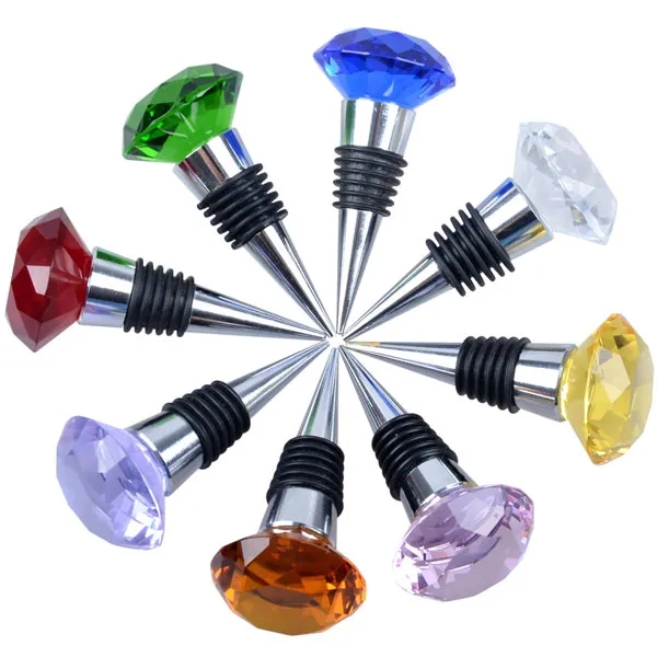 Colored Crystal Diamand Cut Wine Stoppers 4