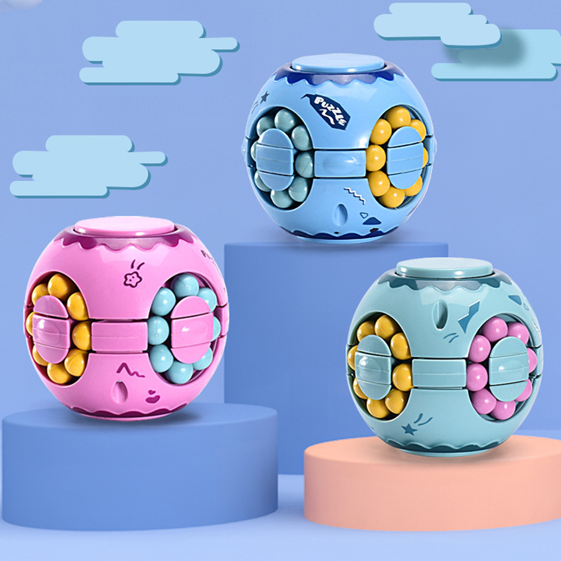 Spin Bead Puzzles Fidget Toys Kids Magic Bean Rotating Toy 2