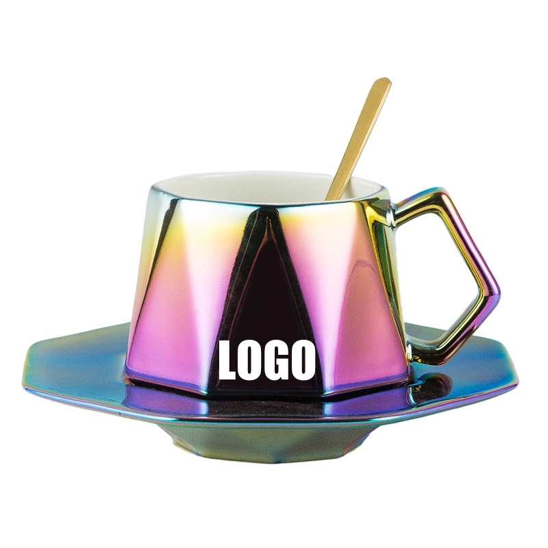 Custom 8 oz Ceramic Coffee Mug Saucer Set 1