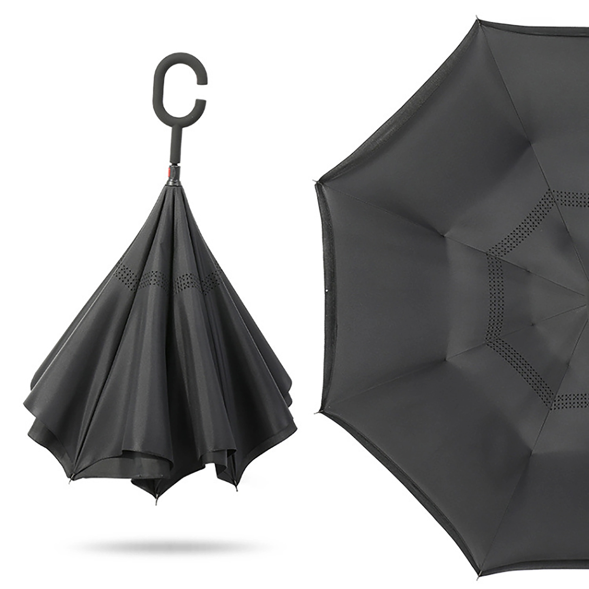 MOQ 50pcs Pure Color Windproof UVInverted Reverse Umbrella 3