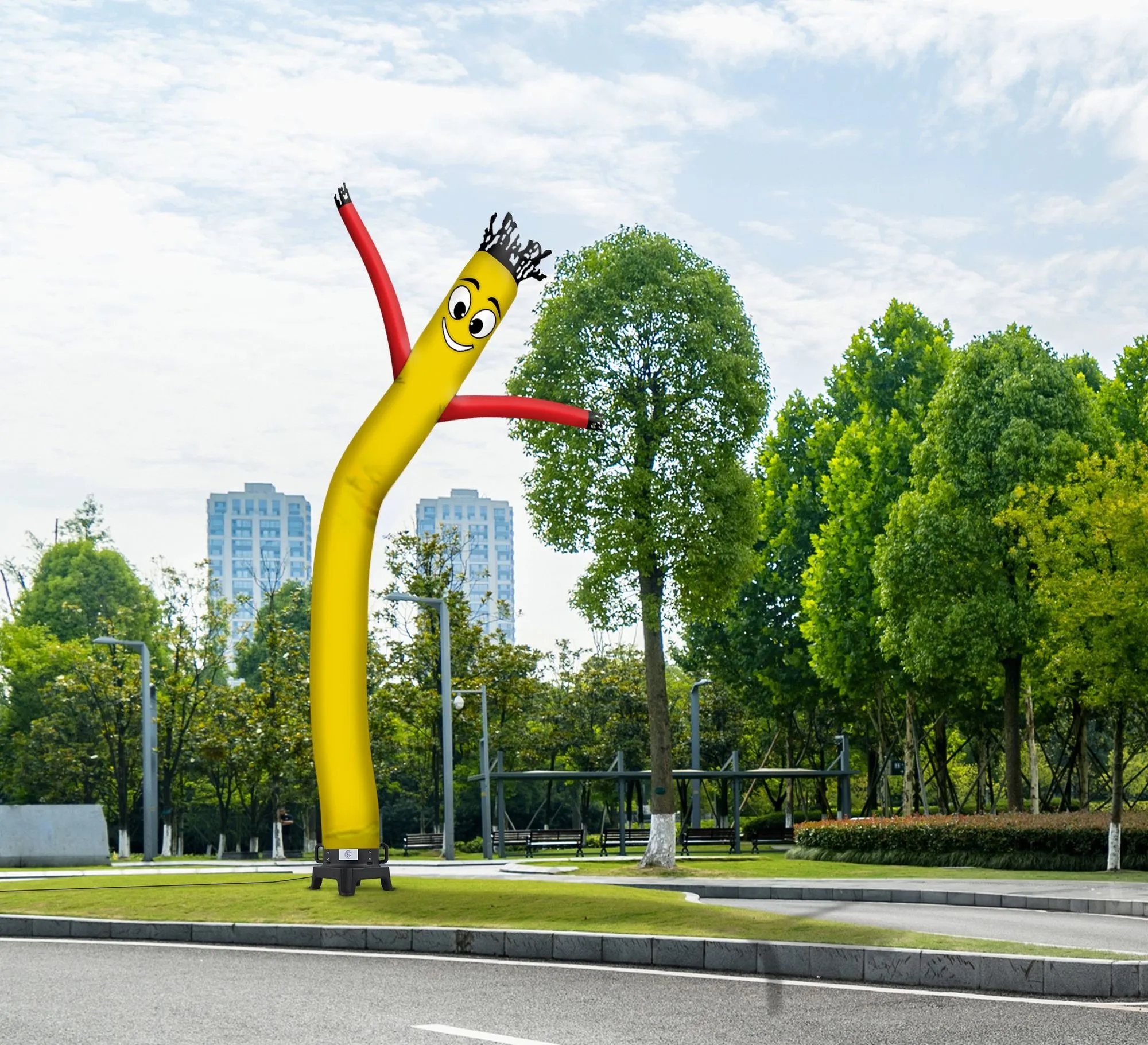 Yellow with Red Arms Inflatable Tube Man with Blower 9