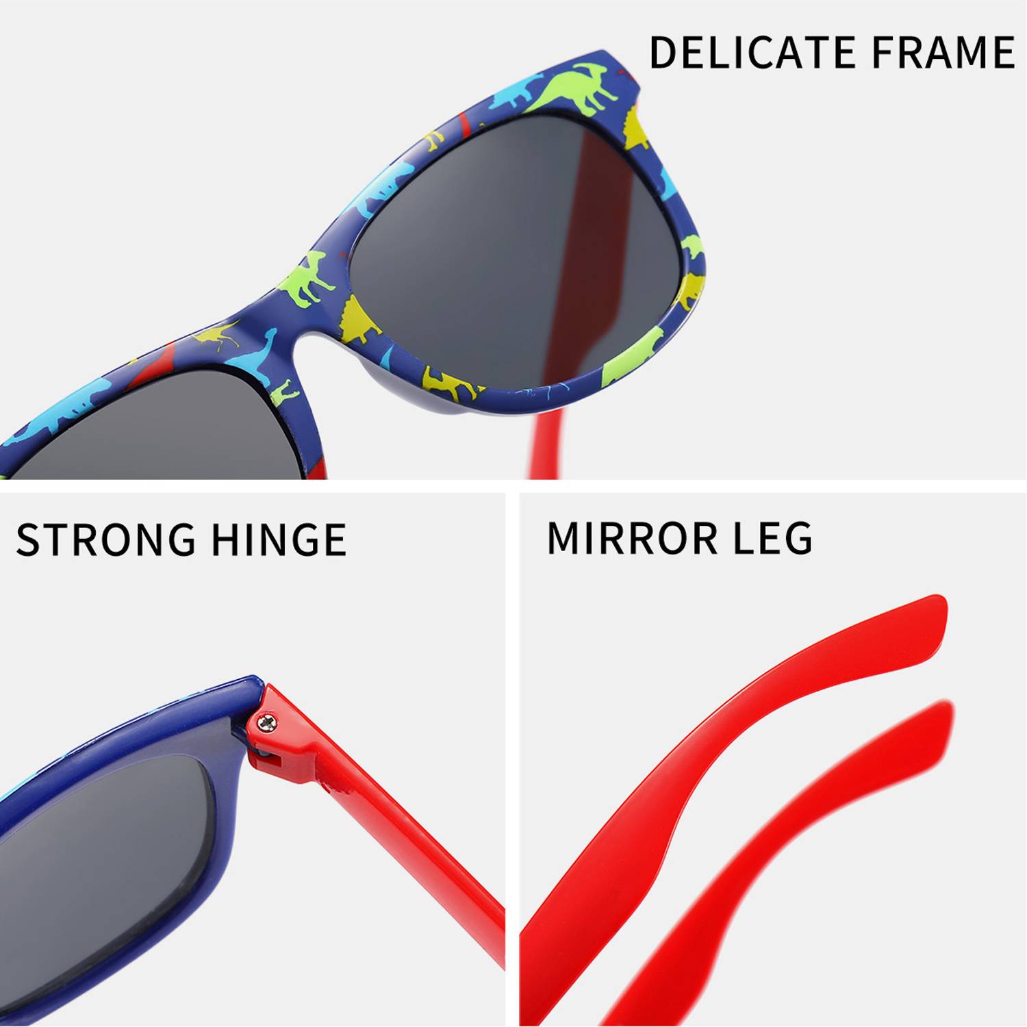 Stylish Kids Dino Square Sunglasses for Sun Protection 6