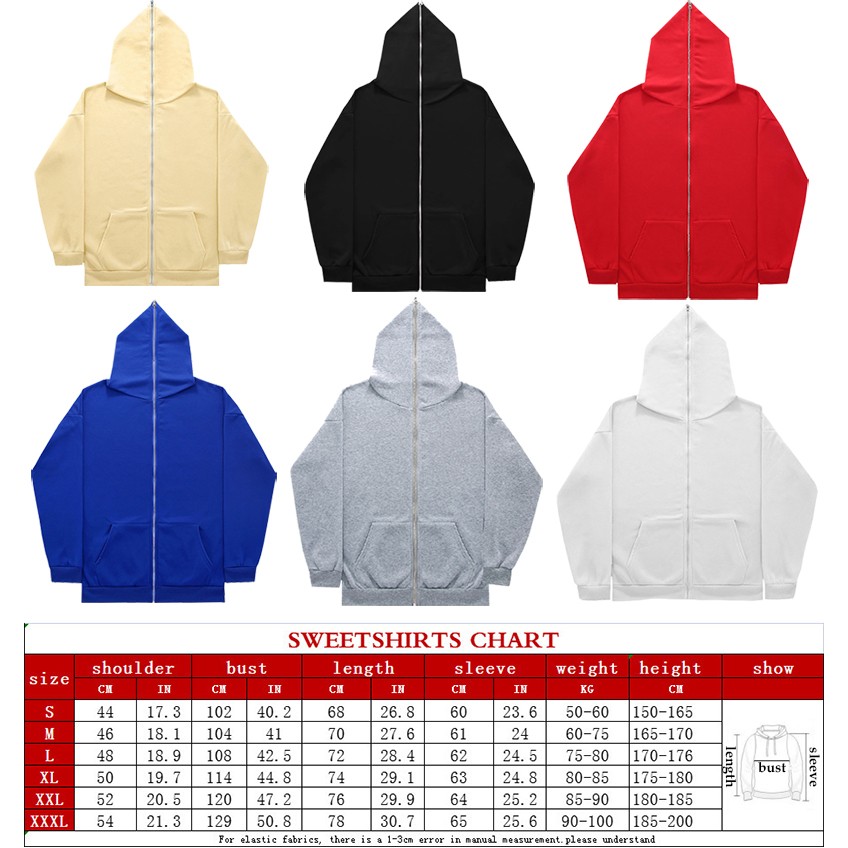 Unisex Hoodie Y2K Full Zip Up Sweatshirt 4