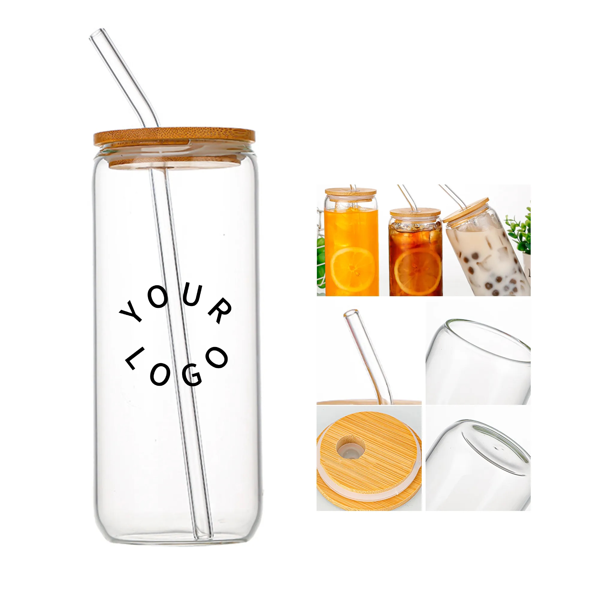 Glass Tumbler With Lid Straw 16oz 2
