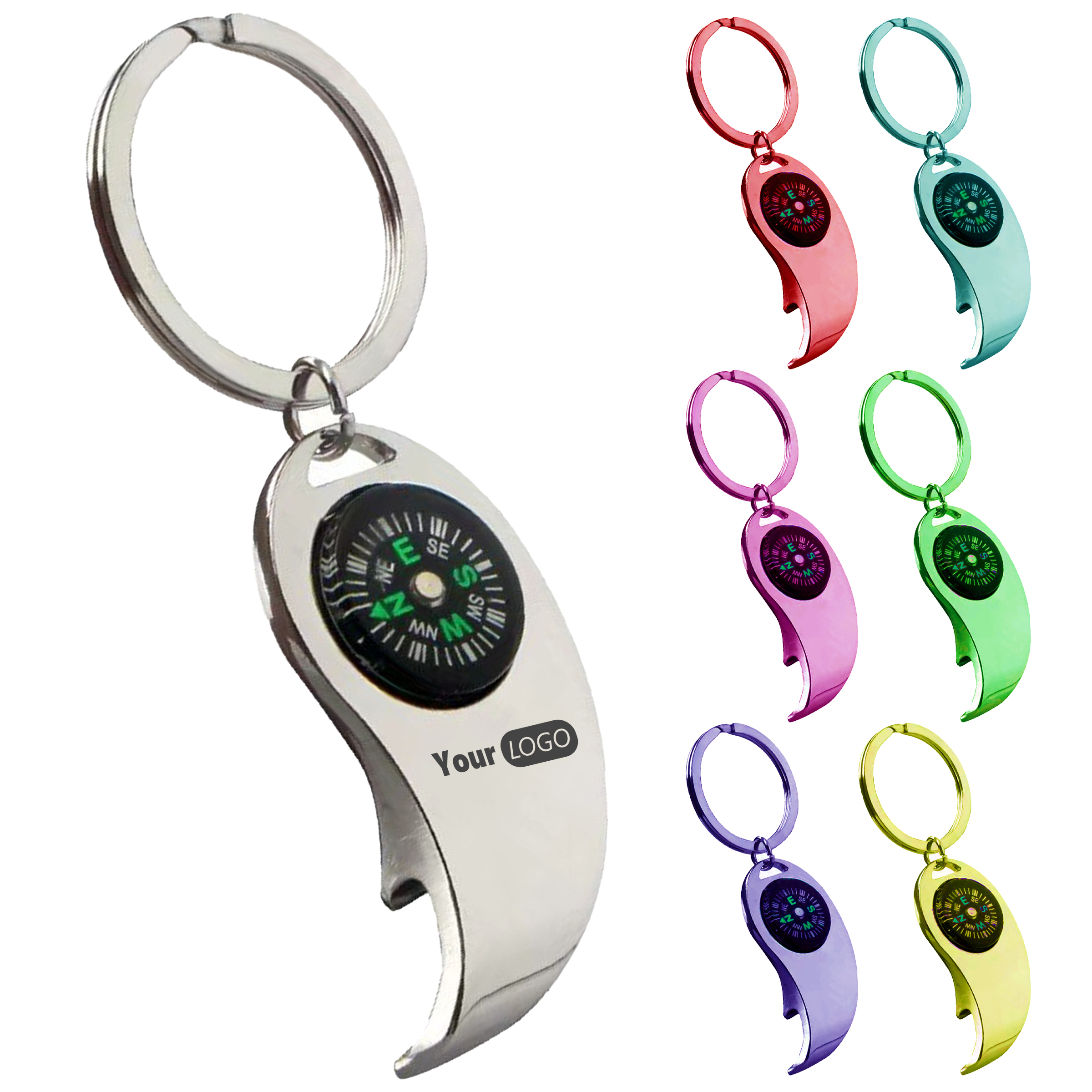 Aluminum Compact Bottle Opener Compass Keychain For  Utility 2