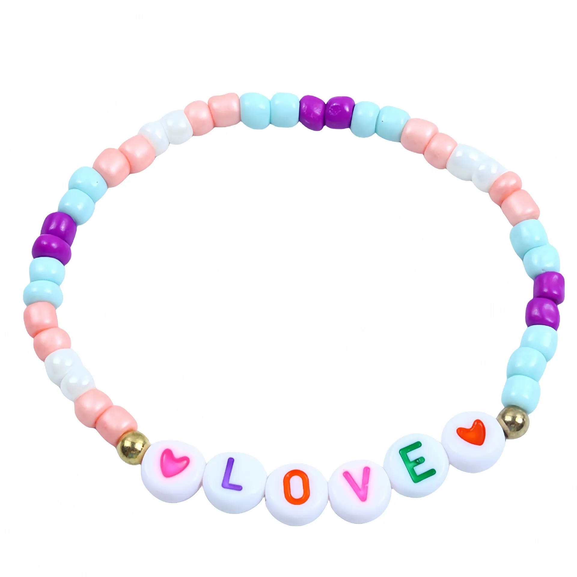Friendship Bracelet with Plastic Beads and Letter Design 23