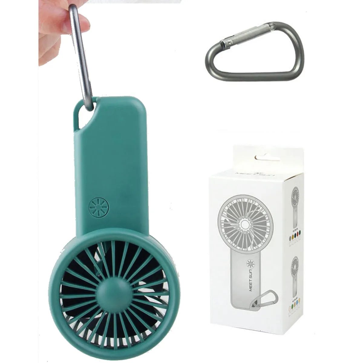 Mini Carabiner Fan Portable Pocket 3 Speed Charging USB Fan 4