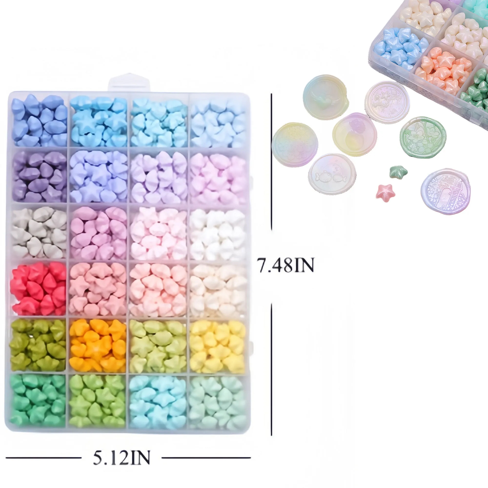 Stunning 24 Grid Star Wax Seal Pellets Macaron Colors Set 7