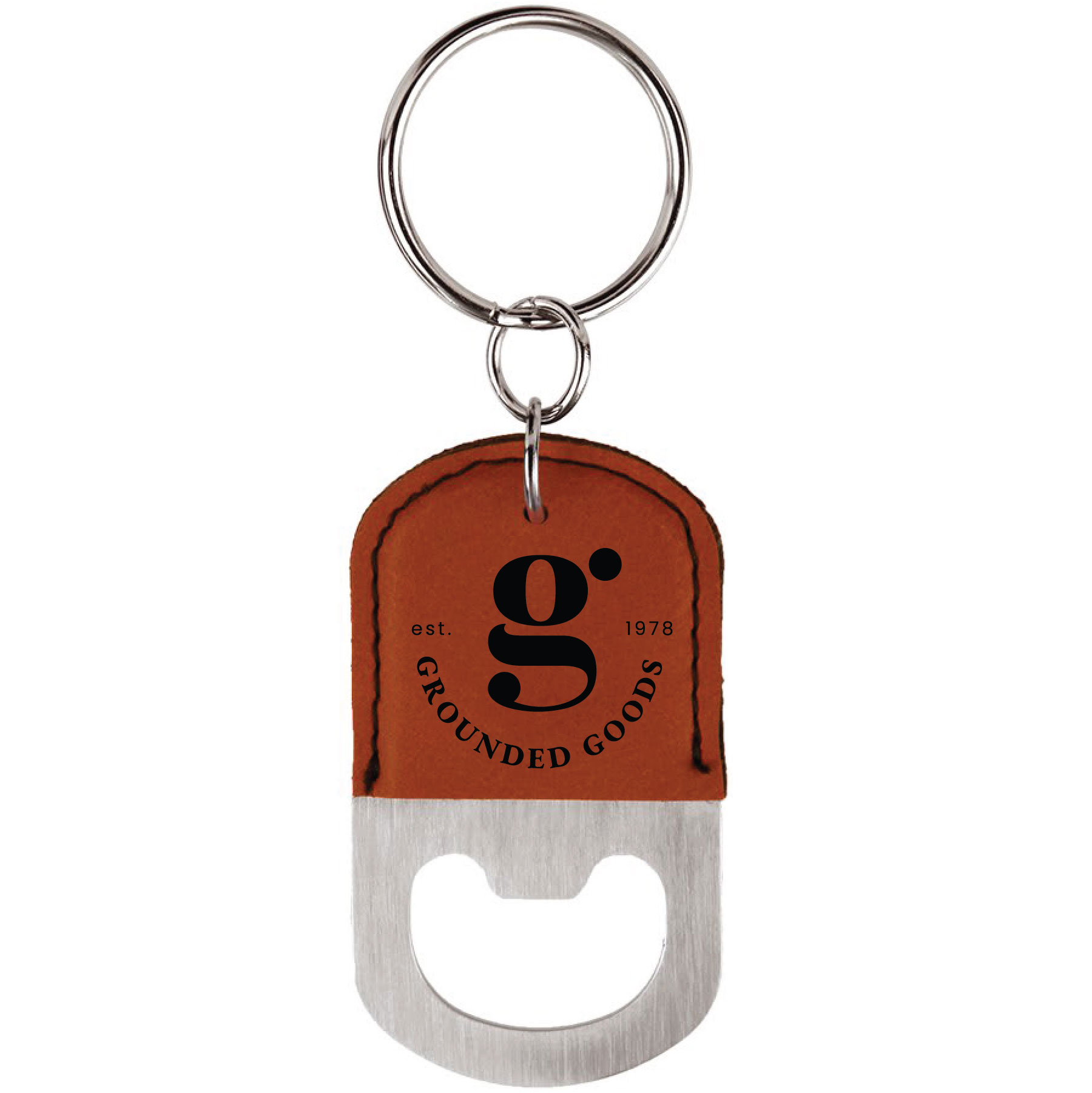 Rawhide Oval Leatherette Bottle Opener Keychain