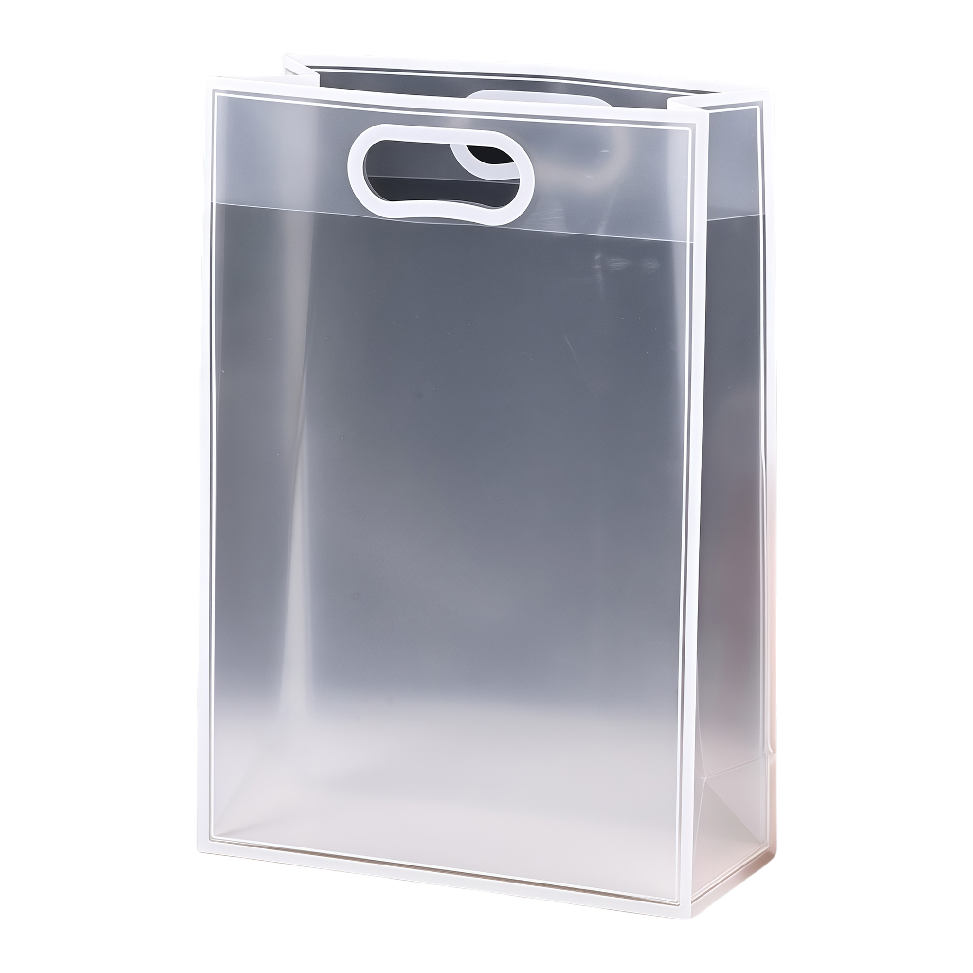 Matte White Gift Bag with Handles - Cosmetic Wedding Favor Tote - Durable Reusable Plastic 3
