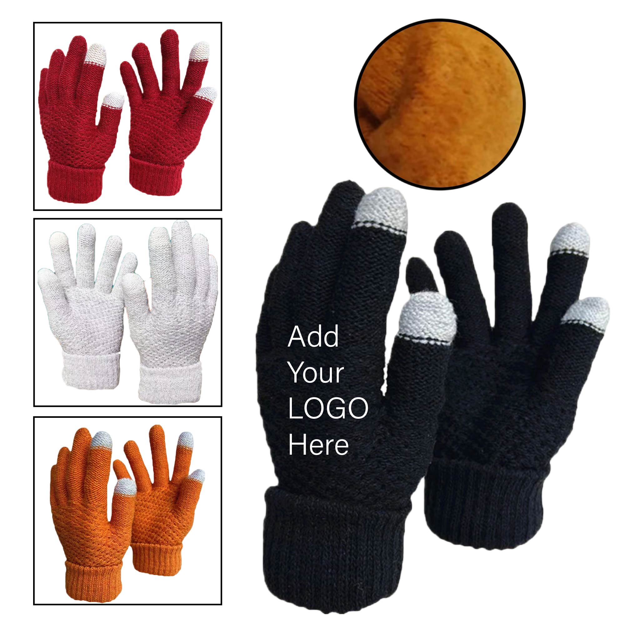 Touchscreen-compatible Knit Fleece Gloves 2