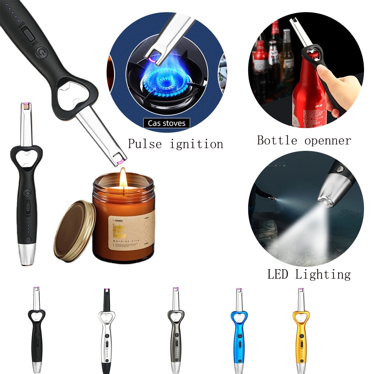 Portable LED Rechargeable Arc Lighter With Bottle Opener 2