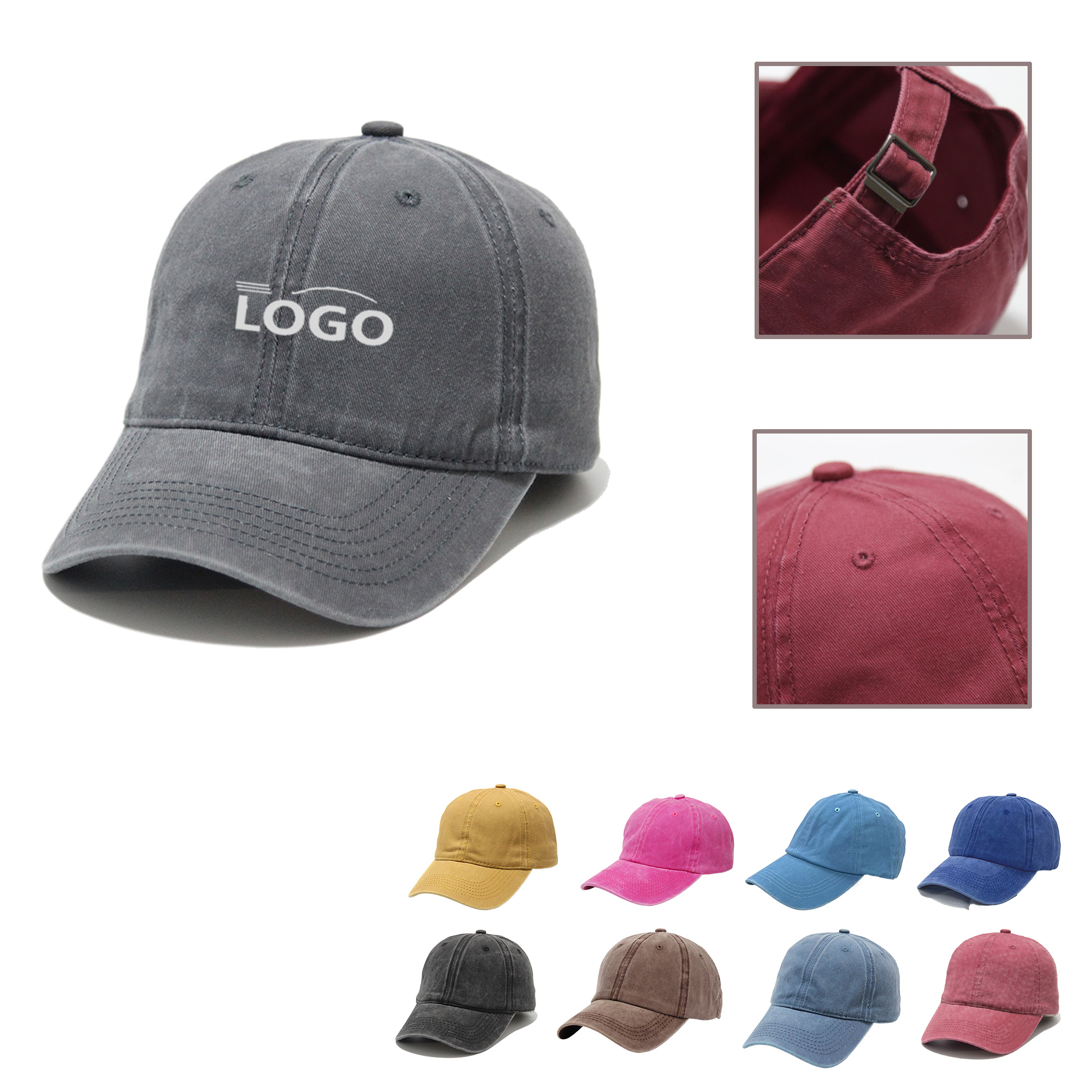 MOQ50 Vintage Denim Duckbill Caps Customizable 5