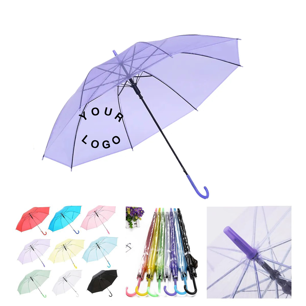 Durable PVC Transparent Umbrella with Wide Coverage 3