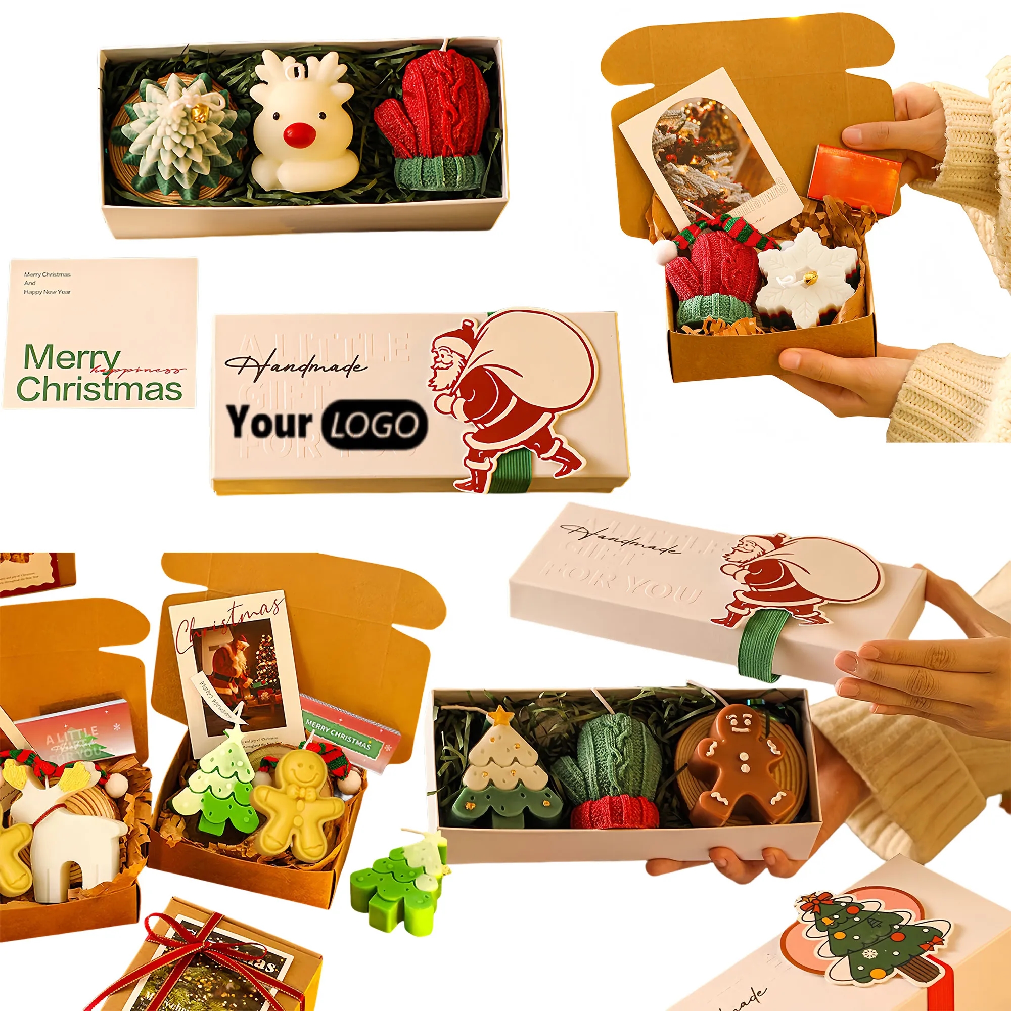 Festive Handcrafted Christmas Candle Set With Deer Design 2