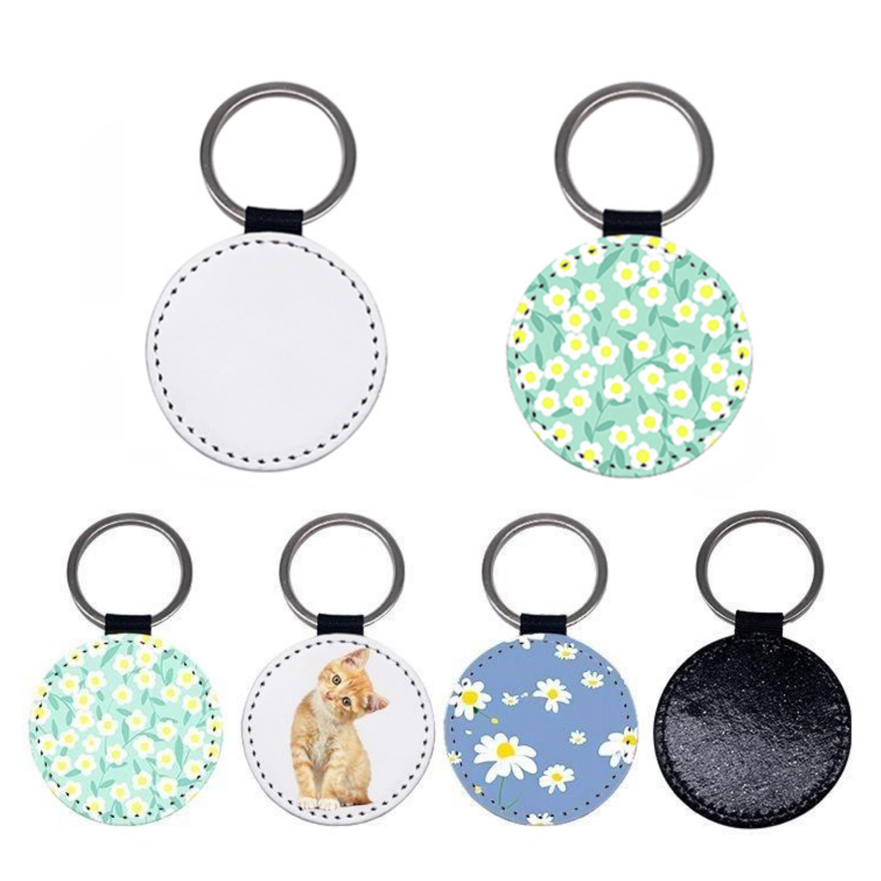 Customized Round PU Keychain 3