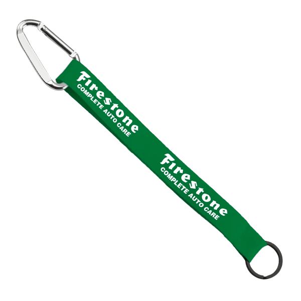 3/4" Sewn Polyester Keychain with Metal Split-Ring and Carabiner 126