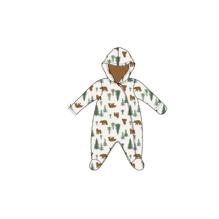 Boys' Footed Plush Pram Bodysuits Brown 0-9M 2