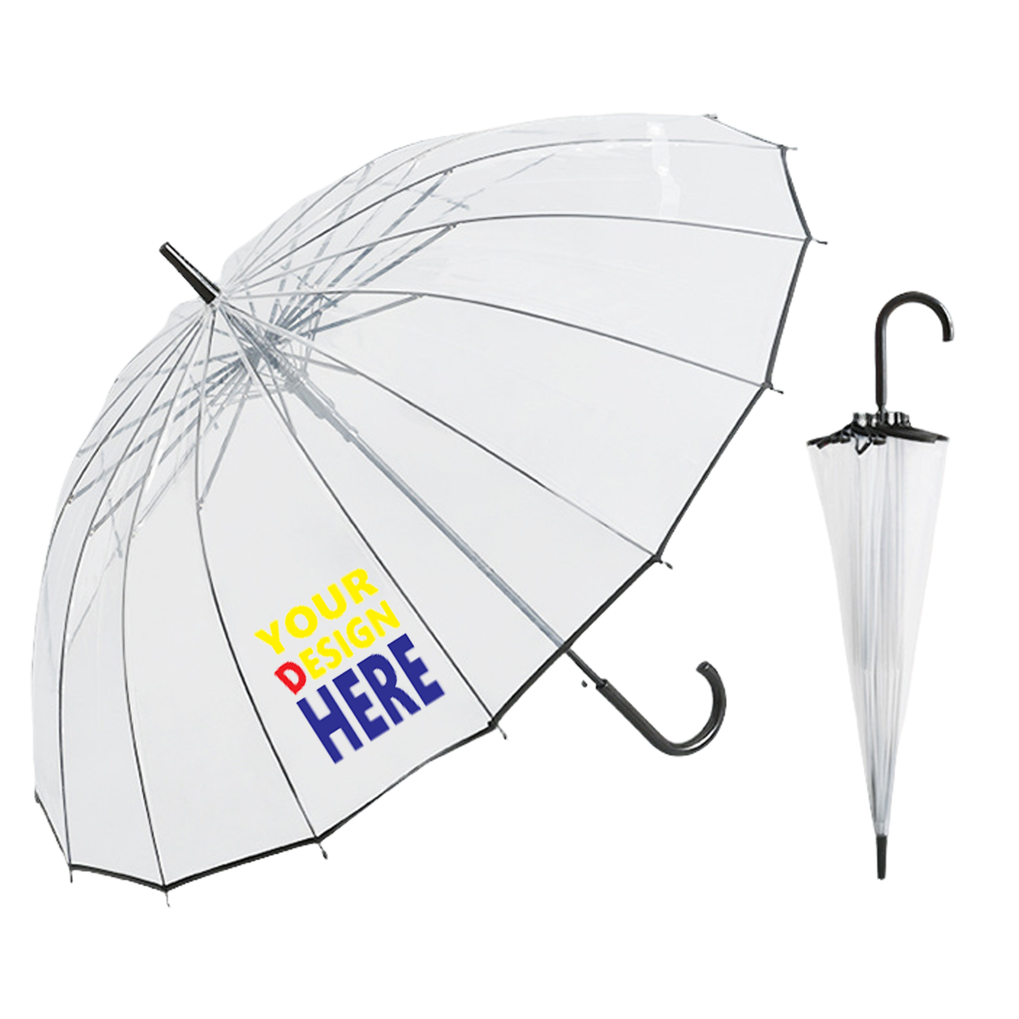 47" Arc Clear Bubble Dome Umbrella with J Hook Handle 2