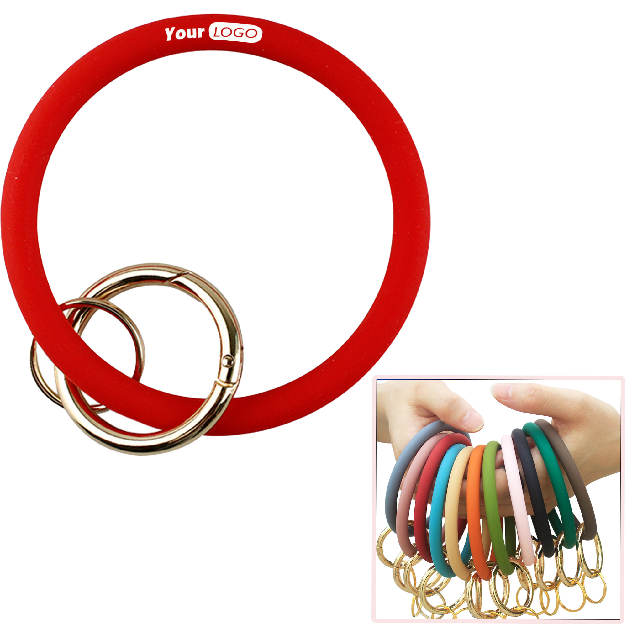 Silicone Circular Wrist Keychain with Metal Clip 1