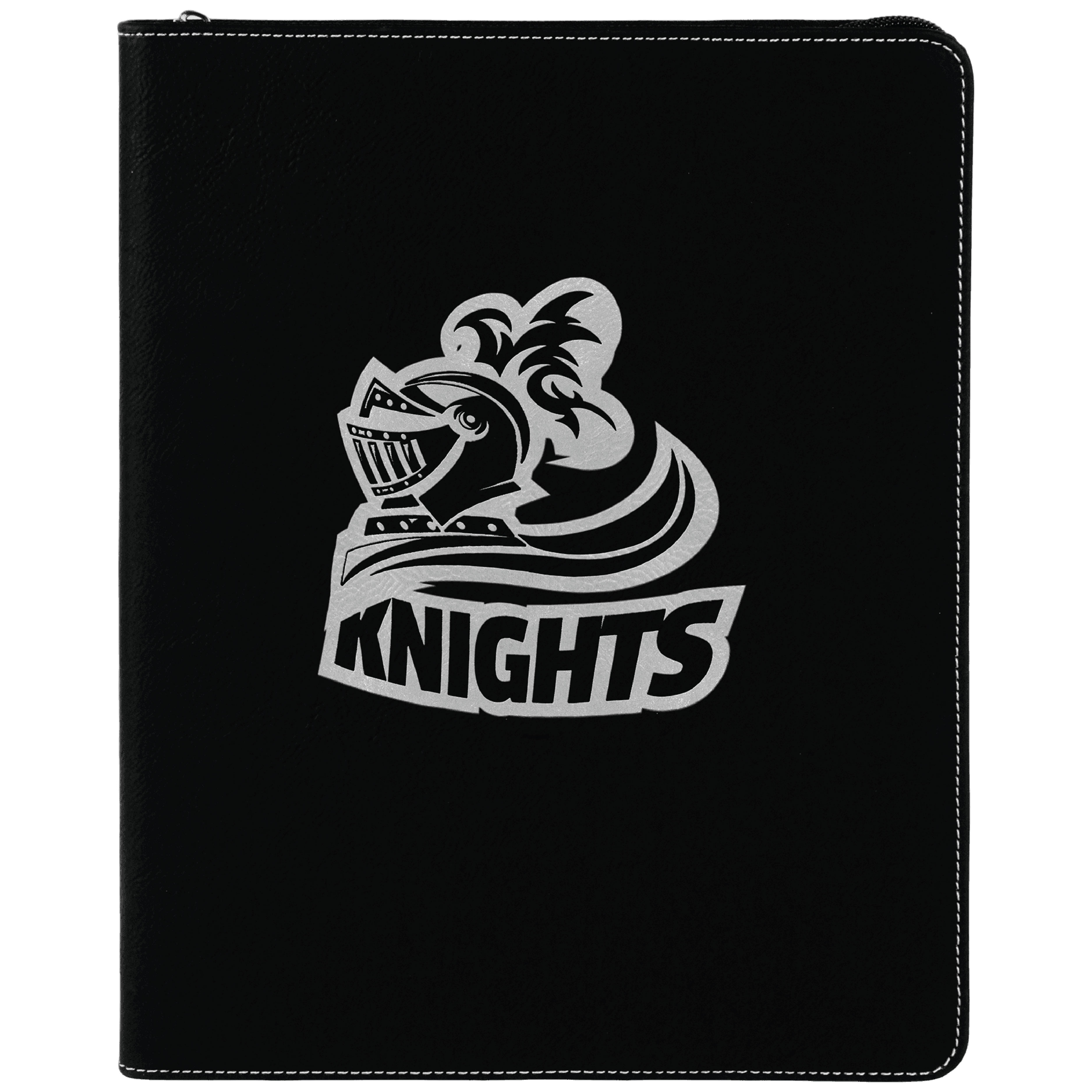 9" x 12" Leatherette Black/Silver Portfolio with Zipper 6