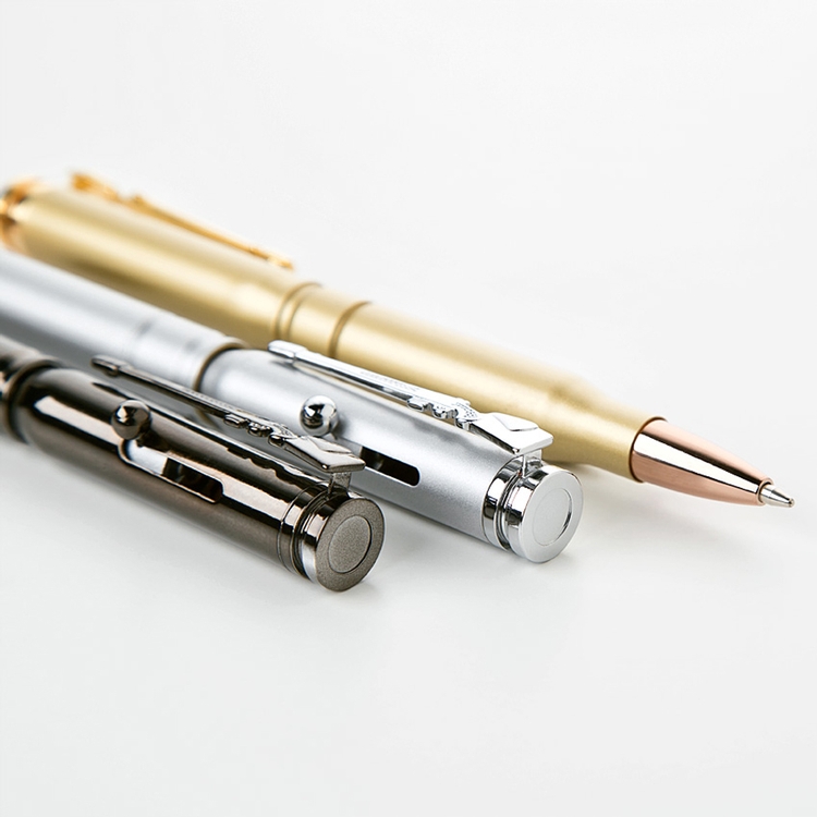 Satin Chrome- Brass Bullet Ball Point Pen 1