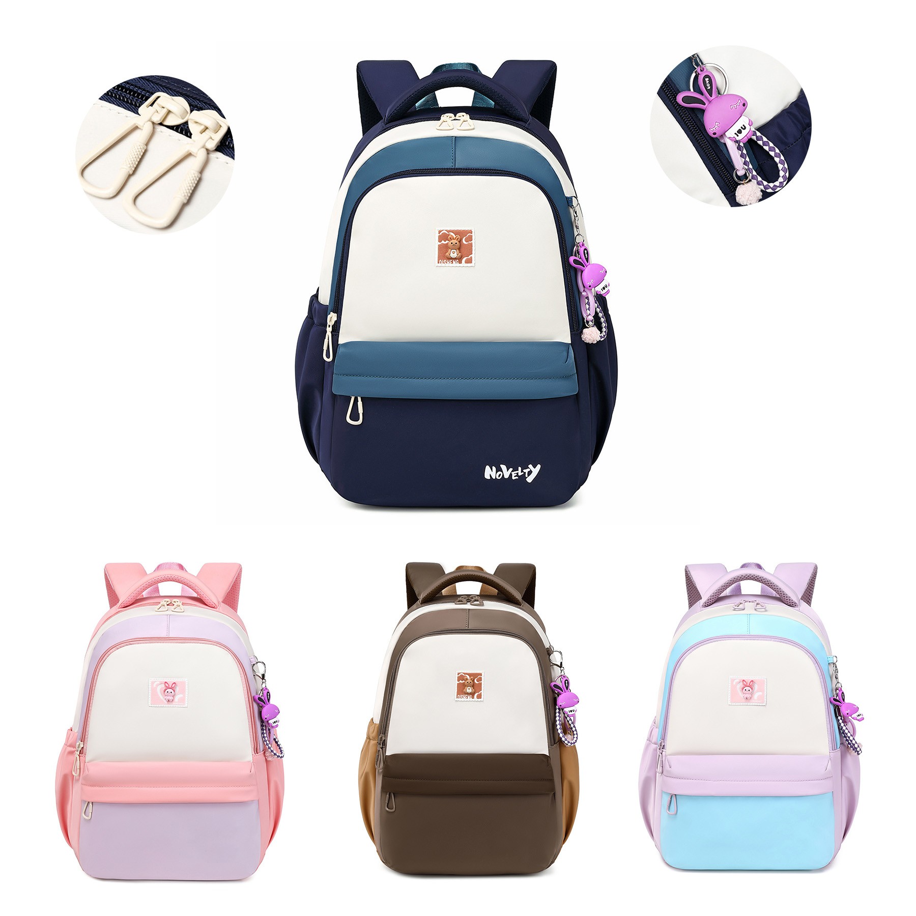 Outdoor College Waterproof Laptop Backpack With Bunny Pendant