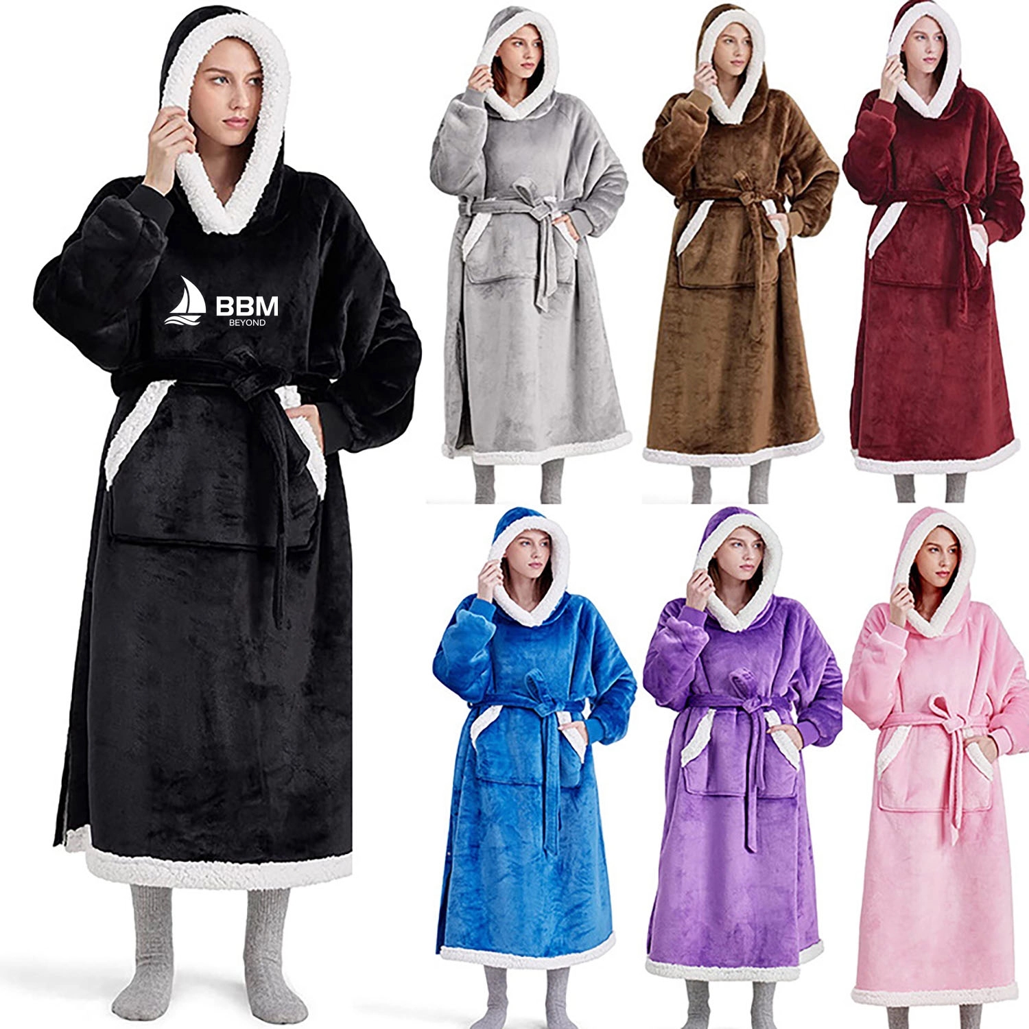 Lace Up Large Pocket Lengthened Blanket, custom hoodie or sweatshirt with logo imprint 3
