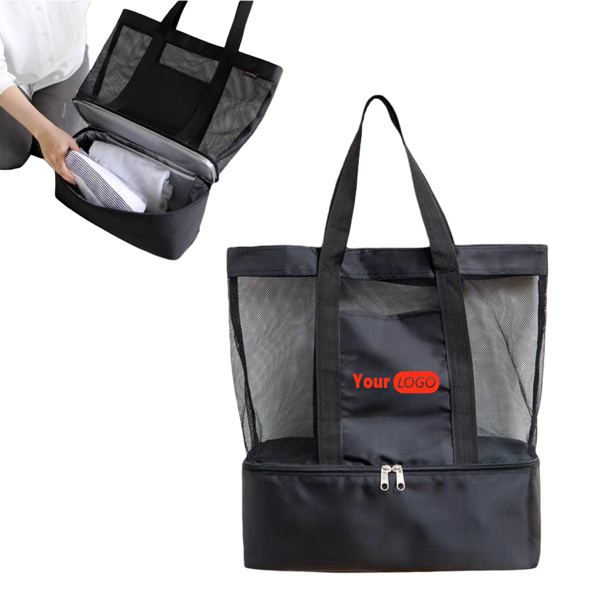 Dual Compartment Mesh Beach Bag 2